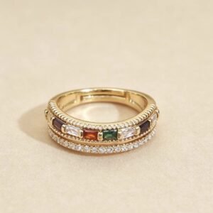 Elegant Gold-plated Double-layer Ring
